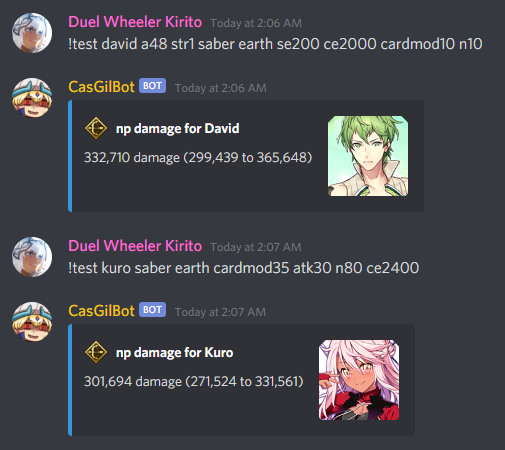 Damage Calculations. CasGilBot (and other tools and resources) can be found in the Atlas Academy discord